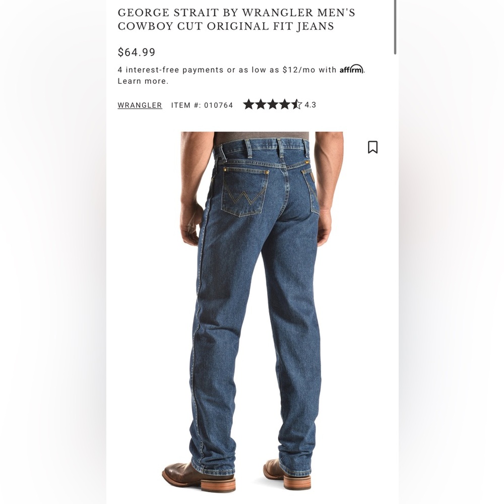Wrangler Men's George Strait cowboy cut original Fit Blue Jeans